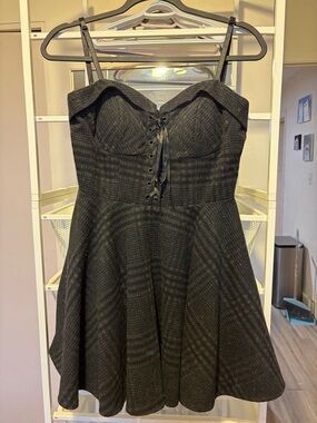 Black Lace-Up Fit & Flare Dress